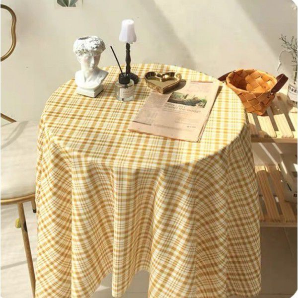 Korean vintage ins simple plaid tablecloth student desk cloth picnic cloth girl heart background cloth photo props 