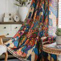 Finished curtains Bohemian farmhouse style dreamy printing kitchen curtain translucent bedroom fabric window partition curtain