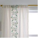 Finished curtains are exclusively provided for Amazon INS cross-border new blue embroidery flowers tassels cotton hemp coffee curtain manufacturers