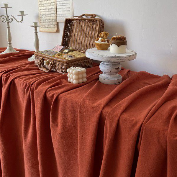 French Orange Solid Table Cloth European Vintage Food Dessert Background Table Cloth Living Room Log Tea Table Table Cover Table Cloth Pad 