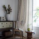 Imanqiyun curtains, finished cotton and linen kitchen curtains, bohemian style black and white printing window curtains