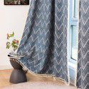 Country Curtain Finished Rod Vintage Jacquard Stripe Wave Navy Cottage Kitchen Shade