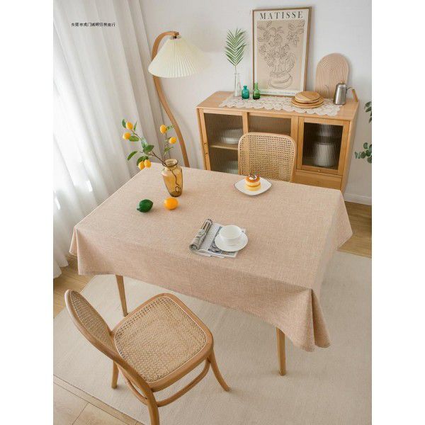 Simple tablecloth linen cotton thickened plain plain tea table cloth linen waterproof conference table rectangular tablecloth table 