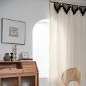 Cloth father curtain, solid color, cotton, linen, triangle, tassel, bedroom, living room, floating window, semi shading partition curtain, decorative curtain