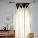 Cloth father curtain, solid color, cotton, linen, triangle, tassel, bedroom, living room, floating window, semi shading partition curtain, decorative curtain