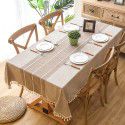 INS Nordic waterproof jacquard imitation cotton and linen embroidered tassel tablecloth lace geometric rectangular table tea table tablecloth 