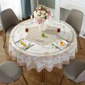 Factory direct sale diameter 210230cm big round tablecloth European style gilded PVC round table cloth water and oil proof tablecloth 