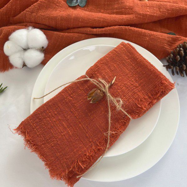 Cross border factory directly supplies pure cotton orange green tablecloth Western restaurant pure cotton gauze Hotel wedding banquet tablecloth 