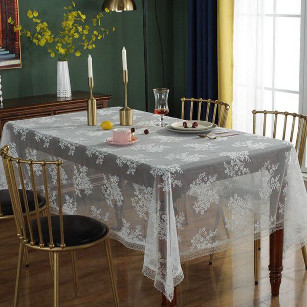 Lace tablecloth European style retro tea table rectangular household white hollowed out dressing table cloth cover cloth 