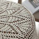 Hand crochet hollowed out white solid color tablecloth Tea table TV cabinet Round table tablecloth Fabric package 