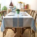 INS Nordic waterproof jacquard imitation cotton and linen embroidered tassel tablecloth lace geometric rectangular table tea table tablecloth 