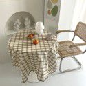 Korean ins beige big grid table cloth dormitory decoration coffee shop home stay hanging cloth picnic cloth cushion chic lawn 