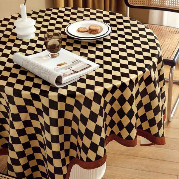 Nordic rhombic plaid tablecloth home decoration rectangular table round table tablecloth cloth tea table mat ins dust cover 