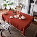 Yimanqiyun Solid INS Orange Christmas Day Table Cloth Plain Table Cloth Washed Cotton Household Rectangle 