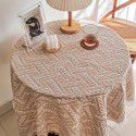 French ins style white table cloth Japanese tea table table cloth Net red photo round table cloth cotton linen table mat cover 