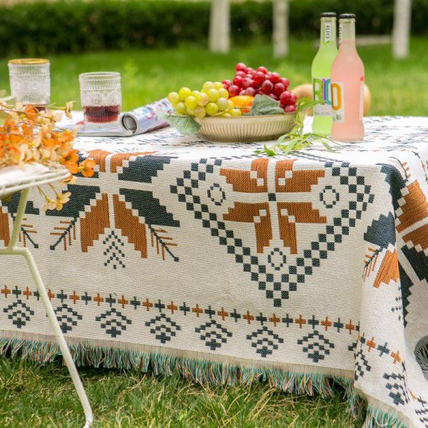 Ins ethnic bohemian outdoor tablecloth multi-functional tea table picnic mat small red book tent camping tablecloth 