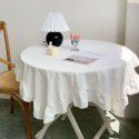 Ins Net Red Vintage Pleated Ruffles Table Cloth White Lace Shooting Background Cloth Living Room Table Cloth Home stay 