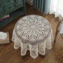 Hand crochet hollowed out white solid color tablecloth Tea table TV cabinet Round table tablecloth Fabric package 