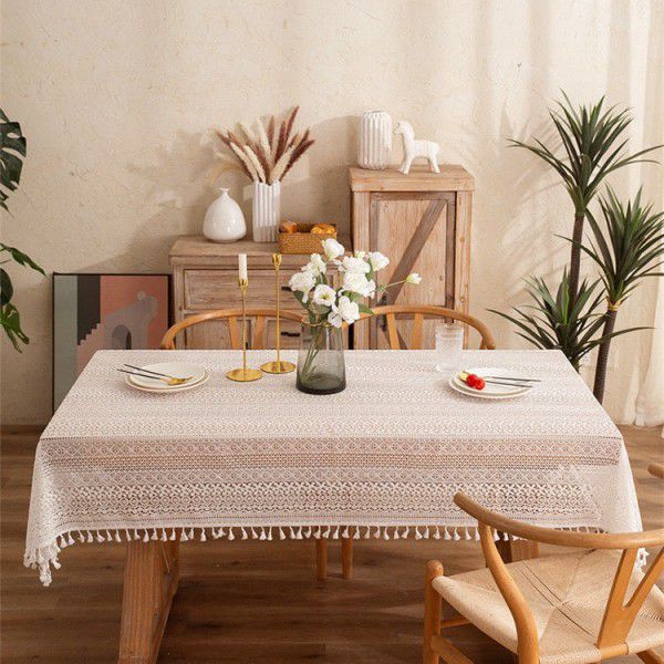 French ins style white lace tablecloth tea table mat rectangular table dessert tablecloth 