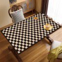 Vintage chessboard leather table mat waterproof oil proof table mat wash free hot resistant table cloth tea table desk desk mat 