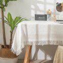 Photographic tablecloth ins wind light luxury high sense lace white cotton linen desk cloth rectangular tea table round table mat 