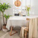 Photographic tablecloth ins wind light luxury high sense lace white cotton linen desk cloth rectangular tea table round table mat 