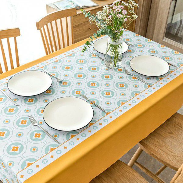 Leather tablecloth, waterproof, oil proof, wash free, rectangular tablecloth, tea table mat, ins style, pvc like, light and luxurious 