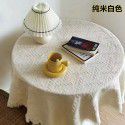 French ins style white table cloth Japanese tea table table cloth Net red photo round table cloth cotton linen table mat cover 