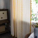 Cloth father curtain American Bohemian cotton and hemp printed geometric perforated shading bedroom window kitchen finished curtain