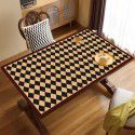 Vintage chessboard leather table mat waterproof oil proof table mat wash free hot resistant table cloth tea table desk desk mat 