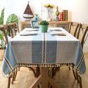 INS Nordic waterproof jacquard imitation cotton and linen embroidered tassel tablecloth lace geometric rectangular table tea table tablecloth 