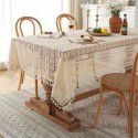 French wide straight edge pastoral crochet hollowed out table cloth lace tassel cloth tea table cloth manufacturer wholesale and distribution 