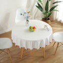 2019 New Colorful Wool Ball Round Christmas Day Decorative Table Cloth Amazon Cotton Linen Table Cloth 