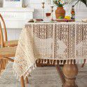 French wide straight edge pastoral crochet hollowed out table cloth lace tassel cloth tea table cloth manufacturer wholesale and distribution 