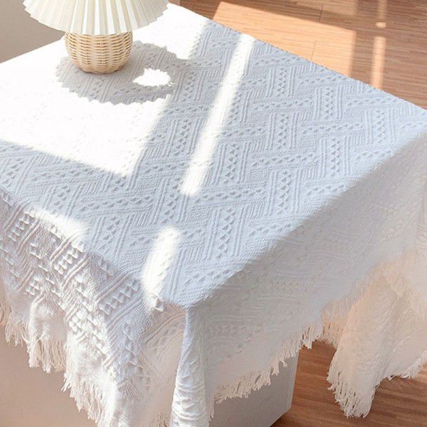 Table cloth ins wind white sense photo background cloth tea table mat desk round table cloth dust-proof cover cloth wholesale 