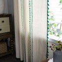 Cloth father curtain American Bohemian cotton and hemp printed geometric perforated shading bedroom window kitchen finished curtain