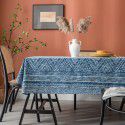 Yimanqi table cloth blue geometric triangle printing blog cotton linen rectangular table cloth tea table cover 