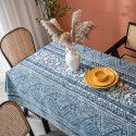 Yimanqi table cloth blue geometric triangle printing blog cotton linen rectangular table cloth tea table cover 