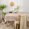 Photographic tablecloth ins wind light luxury high sense lace white cotton linen desk cloth rectangular tea table round table mat 