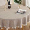 INS Nordic solid color waterproof imitation cotton and linen lace tassel round rectangular tablecloth table cloth tea table cover 