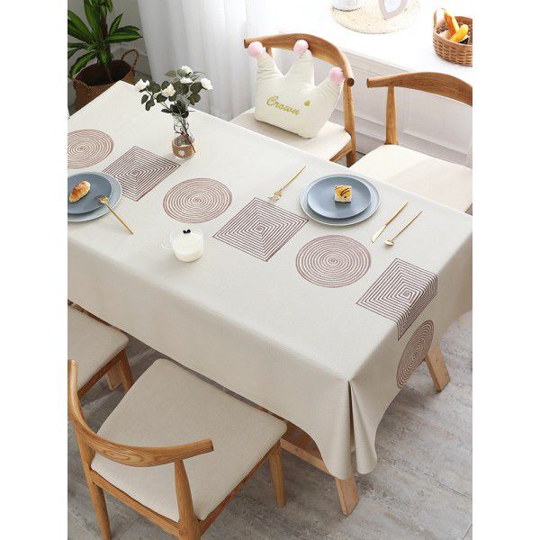 Table cloth waterproof, scald proof, oil proof, wash free pvc tea table mat rectangular light luxury table cloth 