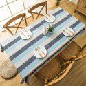 INS Nordic waterproof jacquard imitation cotton and linen embroidered tassel tablecloth lace geometric rectangular table tea table tablecloth 