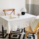 Ins Net Red Vintage Pleated Ruffles Table Cloth White Lace Shooting Background Cloth Living Room Table Cloth Home stay 