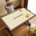 Vintage chessboard leather table mat waterproof oil proof table mat wash free hot resistant table cloth tea table desk desk mat 