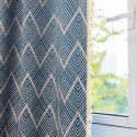 Country Curtain Finished Rod Vintage Jacquard Stripe Wave Navy Cottage Kitchen Shade