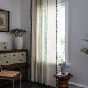 Cloth father curtain American Bohemian cotton and hemp printed geometric perforated shading bedroom window kitchen finished curtain