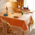 Plain tassel lace rectangular tablecloth simple table mat TPU coated waterproof oil proof wear-resistant thickened spot 