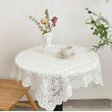 Vintage lace hollowed out tablecloth ins French simple romantic tea table round table cover rectangular tablecloth 