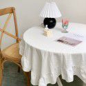 Ins Net Red Vintage Pleated Ruffles Table Cloth White Lace Shooting Background Cloth Living Room Table Cloth Home stay 