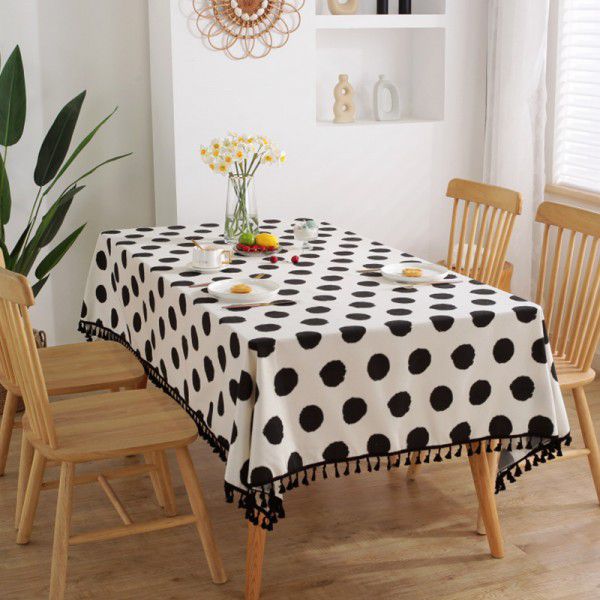 Lexuan Xiu cotton linen thickened tablecloth black and white simple ins wind cotton linen wholesale picnic party tablecloth cover 